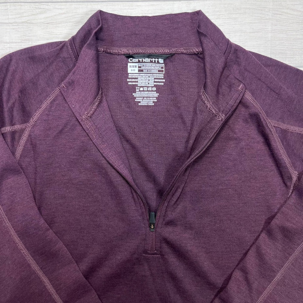Carhartt Force Pullover Women Medium Purple Quarter Zip Base Layer Top - Picture 4 of 8